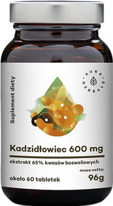 Kadzidłowiec Boswellia Serrata-Εκχύλισμα 65% βοσβελλικό οξύ 600 mg 60 δισκία 96 g AURA-KRÄUTER